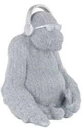 Casa Padrino luxury decorative figure gorilla monkey silver 26 x 24 x H. 35 cm - Synthetic resin decorative sculpture - Living room decoration - Luxury decorative animal figure