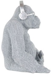 Casa Padrino luxury decorative figure gorilla monkey silver 26 x 24 x H. 35 cm - Synthetic resin decorative sculpture - Living room decoration - Luxury decorative animal figure