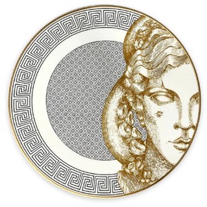 Casa Padrino luxury porcelain plate white / black / gold Ø 29 cm - Hand painted porcelain dinner plate - Luxury porcelain accessories - Luxury quality - Made in Italy