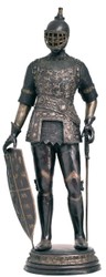 Luxus Mittelalter Deko Bronze Skulptur Figur Ritter mit Schwert und Schild