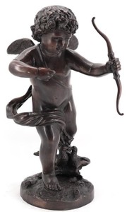 Casa Padrino escultura decorativa de bronce de lujo ángel 46 x 45 x A. 70 cm - Gran figura decorativa de bronce - Decoración de salón - Decoración de oficina
