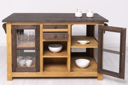 Casa Padrino isola da cucina in stile country marrone / naturale 150 x 90 x A. 90 cm - Mobile cucina in legno massello stile country - Mobile sala da pranzo in legno massello stile country