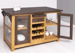 Casa Padrino isola da cucina in stile country marrone / naturale 150 x 90 x A. 90 cm - Mobile cucina in legno massello stile country - Mobile sala da pranzo in legno massello stile country