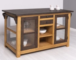Casa Padrino isola da cucina in stile country marrone / naturale 150 x 90 x A. 90 cm - Mobile cucina in legno massello stile country - Mobile sala da pranzo in legno massello stile country