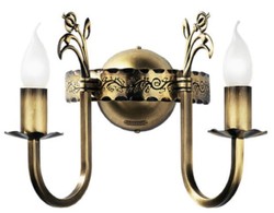 Casa Padrino baroque double wall lamp brass with patina 28 x 24 x H. 25 cm - Baroque style metal wall lamp - Baroque lights - Noble & magnificent