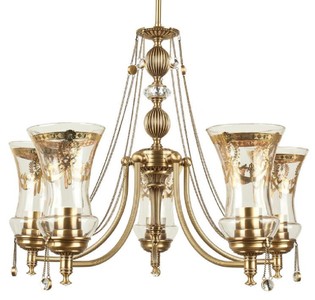 Casa Padrino lampadario barocco di lusso in cristallo ottone con patina Ø 60 x A. 60 cm - Magnifico lampadario da soggiorno in stile barocco - Nobile e magnifico