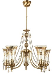Casa Padrino luxury baroque crystal chandelier brass with patina Ø 60 x H. 60 cm - Magnificent living room chandelier in baroque style - Noble & magnificent