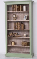 Casa Padrino country style bookcase green / natural 110 x 39 x H. 210 cm - Solid Wood Cabinet - Shelf Cabinet - Living Room Cabinet - Office Cabinet - Country Style Furniture