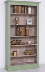 Casa Padrino country style bookcase green / natural 110 x 39 x H. 210 cm - Solid Wood Cabinet - Shelf Cabinet - Living Room Cabinet - Office Cabinet - Country Style Furniture