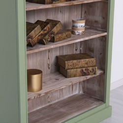 Casa Padrino country style bookcase green / natural 110 x 39 x H. 210 cm - Solid Wood Cabinet - Shelf Cabinet - Living Room Cabinet - Office Cabinet - Country Style Furniture