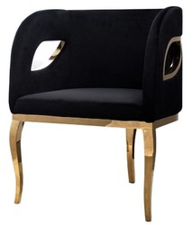 Casa Padrino luxury velvet armchair black / gold 78 x 55 x H. 59 cm - Living room armchair - Hotel armchair - Luxury living room furniture - Living room furnishings - Luxury furnishings