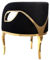 Casa Padrino luxury velvet armchair black / gold 78 x 55 x H. 59 cm - Living room armchair - Hotel armchair - Luxury living room furniture - Living room furnishings - Luxury furnishings