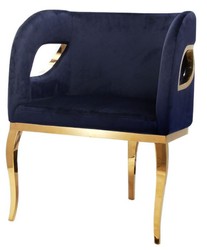 Casa Padrino luxury velvet armchair blue / gold 78 x 55 x H. 59 cm - Living room armchair - Hotel armchair - Luxury living room furniture - Living room furnishings - Luxury furnishings