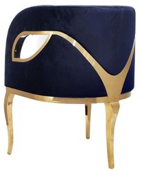 Casa Padrino luxury velvet armchair blue / gold 78 x 55 x H. 59 cm - Living room armchair - Hotel armchair - Luxury living room furniture - Living room furnishings - Luxury furnishings