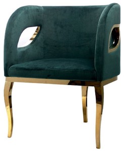 Casa Padrino fauteuil de luxe en velours vert / or 78 x 55 x H. 59 cm - Fauteuil de salon - Fauteuil d'hôtel - Mobilier de salon - Mobilier de luxe - Ameublement de salon - Ameublement de luxe