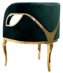 Casa Padrino luxury velvet armchair green / gold 78 x 55 x H. 59 cm - Living room armchair - Hotel armchair - Luxury living room furniture - Living room furnishings - Luxury furnishings
