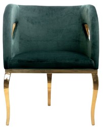 Casa Padrino luxury velvet armchair green / gold 78 x 55 x H. 59 cm - Living room armchair - Hotel armchair - Luxury living room furniture - Living room furnishings - Luxury furnishings