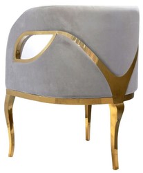 Casa Padrino luxury velvet armchair gray / gold 78 x 55 x H. 59 cm - Living room armchair - Hotel armchair - Luxury living room furniture - Living room furnishings - Luxury furnishings