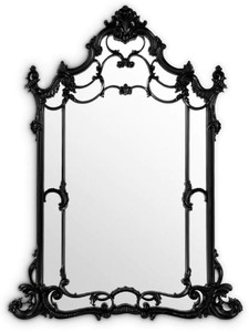 Prunkvoller Luxus Barock Mahagoni Wandspiegel Schwarz