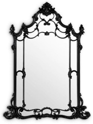 Prunkvoller Luxus Barock Mahagoni Wandspiegel Schwarz