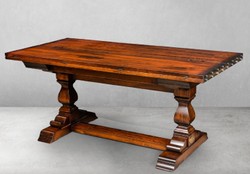 Casa Padrino table à manger de style vintage de luxe marron / laiton 180 x 85 x H. 78 cm - Table de salle à manger avec plateau rabattable - Meubles de salle à manger de style vintage de luxe