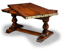 Casa Padrino table à manger de style vintage de luxe marron / laiton 180 x 85 x H. 78 cm - Table de salle à manger avec plateau rabattable - Meubles de salle à manger de style vintage de luxe