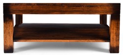 Luxus Vintage Stil Massivholz Couchtisch Wohnzimmertisch mit Glasplatte Braun