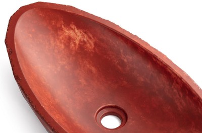 Casa Padrino Luxus Waschbecken Schale Rot / Weiß 60,9 x 29,7 x H. 11,9 cm - Handgefertigtes Beton Waschbecken - Badezimmer Accessoires - Luxus Badezimmer Zubehör
