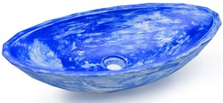 Casa Padrino lavabo de lujo azul / blanco 60,9 x 29,7 x A. 11,9 cm - Lavabo de hormigón hecho a mano - Accesorios de baño de lujo Casa Padrino lavabo de lujo azul / blanco 60,9 x 29,7 x A. 11,9 cm - Lavabo de hormigón hecho a mano - Accesorios de baño de lujo
