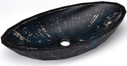 Casa Padrino luxury washbasin bowl black / white / blue 60.9 x 29.7 x H. 11.9 cm - Handmade concrete washbasin - Luxury bathroom accessories Casa Padrino luxury washbasin bowl black / white / blue 60.9 x 29.7 x H. 11.9 cm - Handmade concrete washbasin - Luxury bathroom accessories