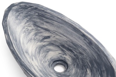 Casa Padrino Luxus Waschbecken Schale Grau / Weiß 60,9 x 29,7 x H. 11,9 cm - Handgefertigtes Beton Waschbecken - Badezimmer Accessoires - Luxus Badezimmer Zubehör