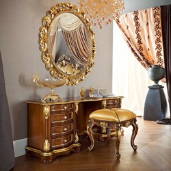 Casa Padrino luxury baroque wall mirror gold - Round baroque style mirror - Italian baroque bedroom mirror - Luxury quality - Made in Italy