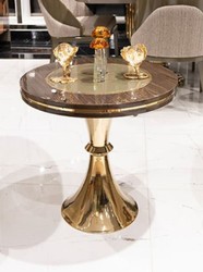 Casa Padrino luxury side table brown / gray / gold - Round living room side table - Living room furniture - Hotel furniture - Luxury furniture