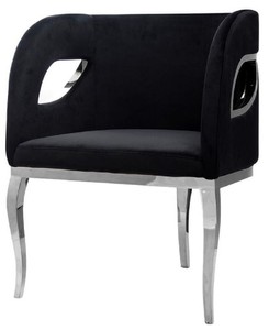 Casa Padrino luxury velvet armchair black / silver 78 x 55 x H. 59 cm - Living room armchair - Hotel armchair - Luxury living room furniture - Living room furnishings - Luxury furnishings