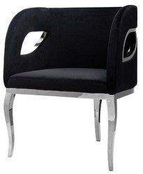 Casa Padrino sillón de terciopelo de lujo negro / plata 78 x 55 x A. 59 cm - Sillón de salón - Muebles de salón - Muebles de hotel - Muebles de lujo - Interiores de salón - Interiores de lujo