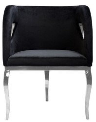 Casa Padrino sillón de terciopelo de lujo negro / plata 78 x 55 x A. 59 cm - Sillón de salón - Muebles de salón - Muebles de hotel - Muebles de lujo - Interiores de salón - Interiores de lujo