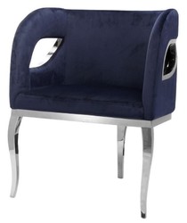 Casa Padrino luxury velvet armchair blue / silver 78 x 55 x H. 59 cm - Living room armchair - Hotel armchair - Luxury living room furniture - Living room furnishings - Luxury furnishings