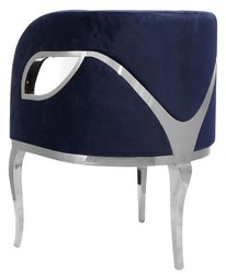 Casa Padrino luxury velvet armchair blue / silver 78 x 55 x H. 59 cm - Living room armchair - Hotel armchair - Luxury living room furniture - Living room furnishings - Luxury furnishings