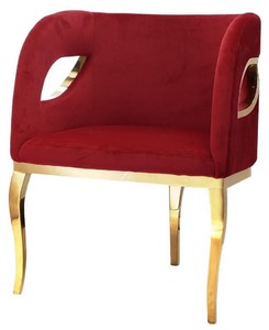 Casa Padrino luxury velvet armchair red / gold 78 x 55 x H. 59 cm - Living room armchair - Hotel armchair - Luxury living room furniture - Living room furnishings - Luxury furnishings