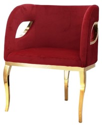 Casa Padrino luxury velvet armchair red / gold 78 x 55 x H. 59 cm - Living room armchair - Hotel armchair - Luxury living room furniture - Living room furnishings - Luxury furnishings