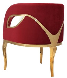 Casa Padrino luxury velvet armchair red / gold 78 x 55 x H. 59 cm - Living room armchair - Hotel armchair - Luxury living room furniture - Living room furnishings - Luxury furnishings