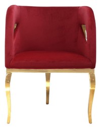 Casa Padrino luxury velvet armchair red / gold 78 x 55 x H. 59 cm - Living room armchair - Hotel armchair - Luxury living room furniture - Living room furnishings - Luxury furnishings