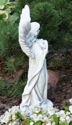 Jugendstil Garten Terrassen Deko Skulptur Engel Grau