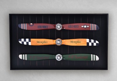 Casa Padrino decorazione murale in stile vintage di lusso eliche di aereo multicolore / nero / argento 170 x 6 x A. 97,5 cm - Decorazione murale di lusso aviatore - Collezione di lusso