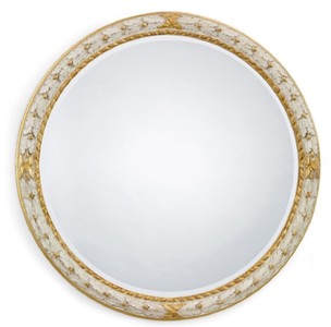 Casa Padrino espejo barroco de lujo blanco / oro - Espejo de pared redondo de estilo barroco italiano - Muebles de lujo en estilo barroco - Hecho en Italia