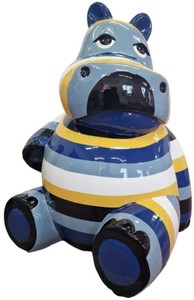 Casa Padrino escultura decorativa de lujo hipopótamo multicolor A. 100 cm - Figura decorativa grande - Figura animal XXL - Escultura decorativa XXL - Esculturas y figuras decorativas XXL