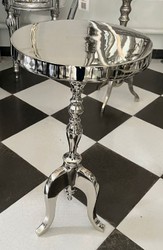Casa Padrino luxury side table silver Ø 28 x H. 60 cm - Round aluminum table - Living room furniture - Aluminum furniture - Luxury furniture