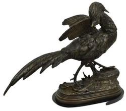 Casa Padrino escultura decorativa de bronce de lujo faisán bronce / negro 69 x 20 x A. 53 cm - Figura de bronce con base de mármol - Figura decorativa - Decoración de escritorio