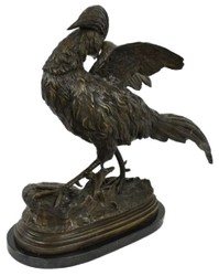 Casa Padrino escultura decorativa de bronce de lujo faisán bronce / negro 69 x 20 x A. 53 cm - Figura de bronce con base de mármol - Figura decorativa - Decoración de escritorio