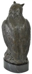 Casa Padrino figura decorativa in bronzo di lusso gufo bronzo antico / nero 18 x 18 x A. 38 cm - Scultura decorativa in bronzo con base in marmo - Decorazione da scrivania - Accessori decorativi